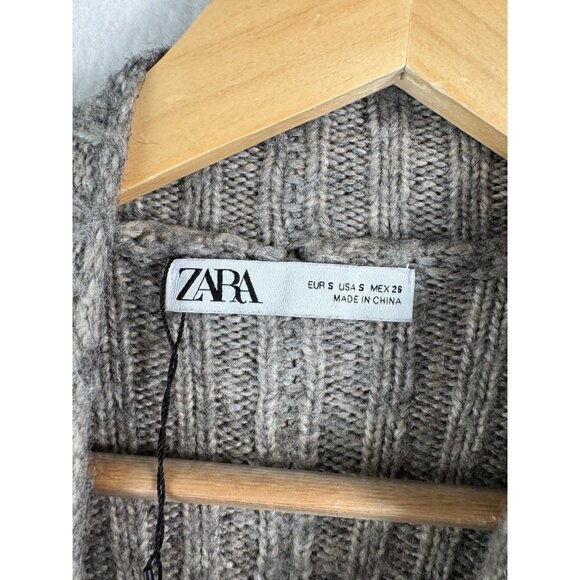 Zara grey mark ribbed wool blend sweater preppy Y2K sz S - Picture 2 of 7